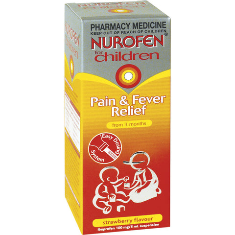 Nurofen for Children Strawberry Pain & Fever Relief Sugar Free 100ml - Green Cross Chemist