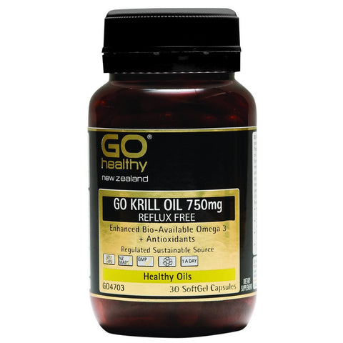 GO Healthy GO Krill Oil 750mg Reflux Free 60s - Green Cross Chemist