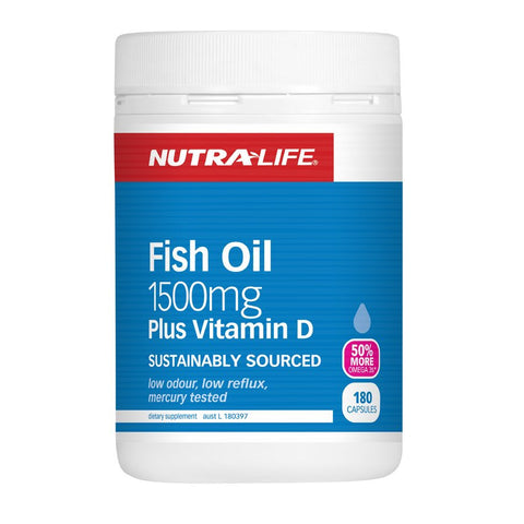 Nutra-Life Omega 3 Fish Oil 1500mg Plus Vitamin D 180s - Green Cross Chemist