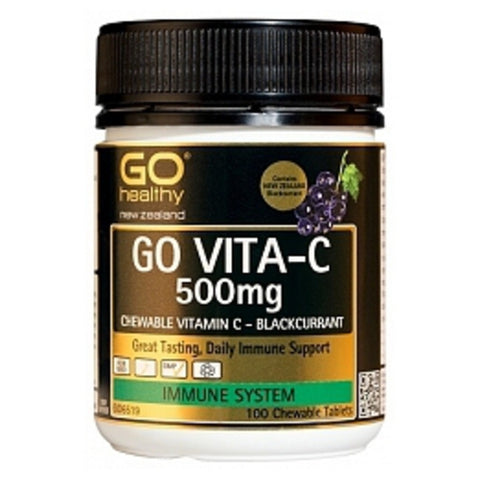 GO Vita-C 500mg BlackCurrant 100 Chew - Green Cross Chemist