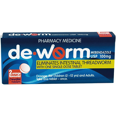 De-Worm 100mg Tablets 2s - Green Cross Chemist