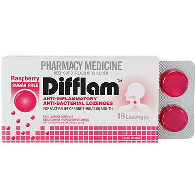 Difflam Lozenges Raspberry 16s - Green Cross Chemist