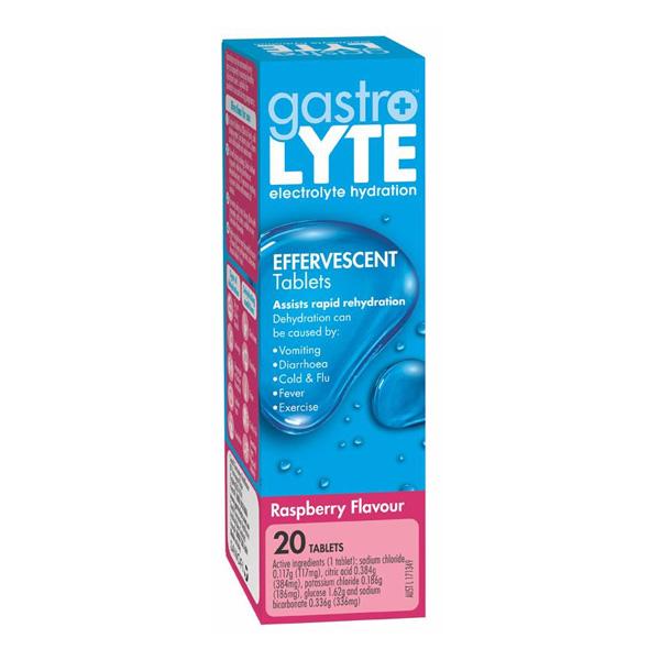 Gastrolyte Rehydration Formula Effervescent Raspberry Tablets 20s