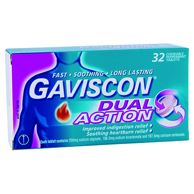 Gaviscon Dual Action Heartburn Relief Peppermint 32s - Green Cross Chemist