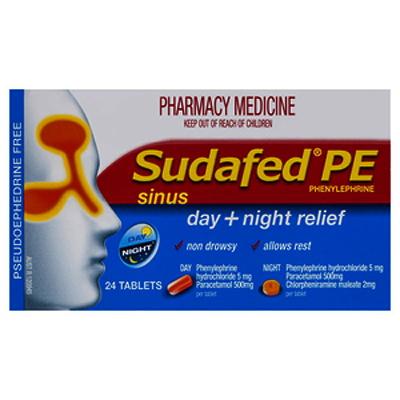Sudafed PE sinus day + night relief 24s - Green Cross Chemist