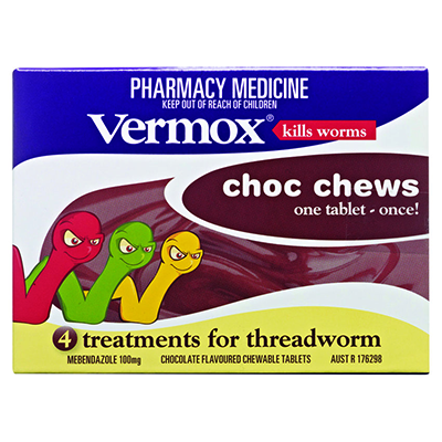 VERMOX Choc Chews Tabs 4s - Green Cross Chemist