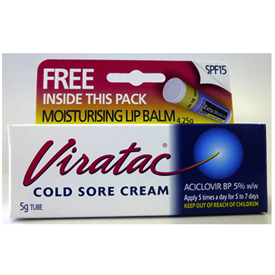Viratac Cold Sore Treatment Cream 5% 5g Tube with FREE Lipbalm - Green Cross Chemist