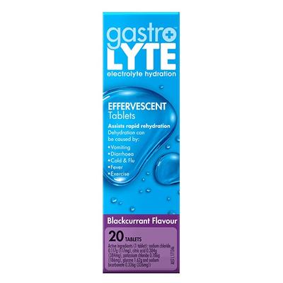 Gastrolyte Rehydration Formula Effervescent Blackcurrant Tablets 20s