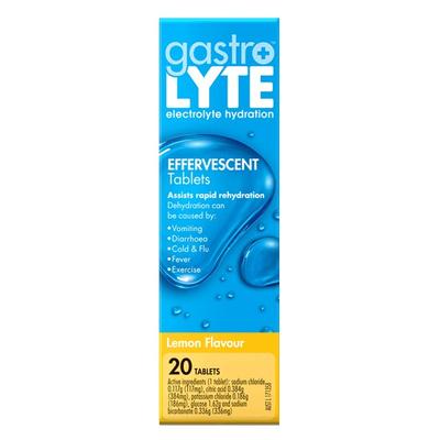 Gastrolyte Rehydration Formula Effervescent Lemon 20 tablets