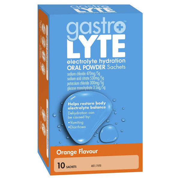 Gastrolyte Rehydration Formula Orange Sachets 10s