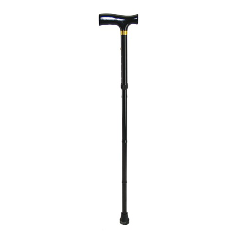 Movere Folding Walking Stick with T handle - Black colour - Green Cross Chemist