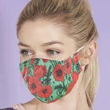 Face Mask Green Poppies Eco Chic Reusable Face Cover